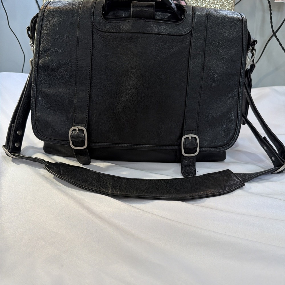 Canyon Outback Soft Leather‎ Messenger Bag Black Travel Laptop New Business Work
